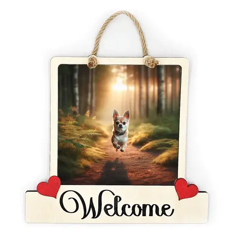 Chihuahua Welcome Sign Modern Design With Colourful Picture