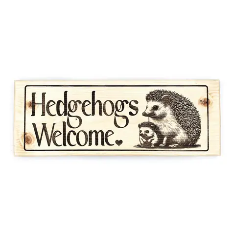 Hedgehogs Welcome Personalised Custom Solid Wooden Sign Outdoor Plaque