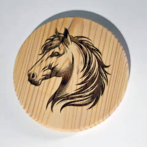 Horse Wooden Coaster finished in Beeswax | Horse Riding