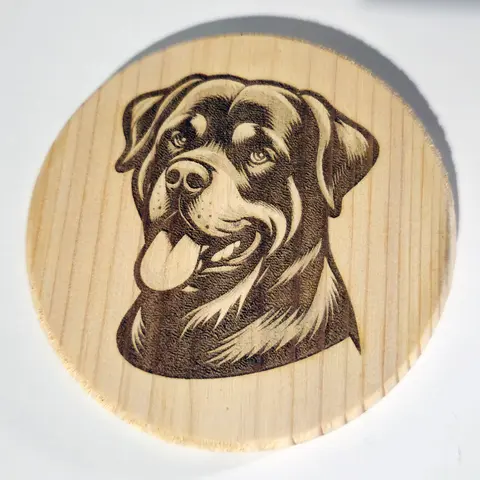Rottweiler Wooden Coaster finished in Beeswax