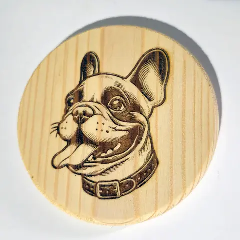 French Bulldog wooden coaster | Frenchie