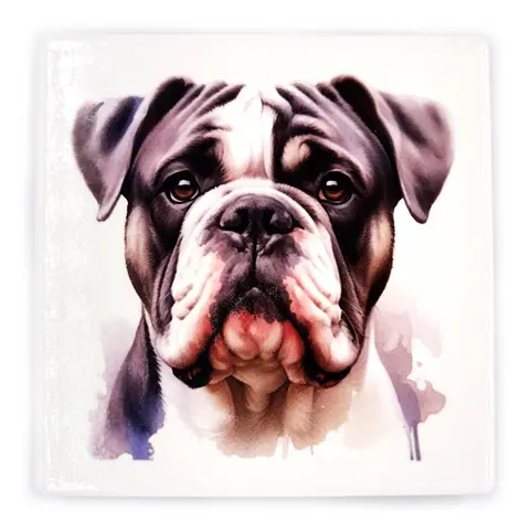 Bulldog Square Ceramic Coaster Gift Ideas for Pet Dog Owners