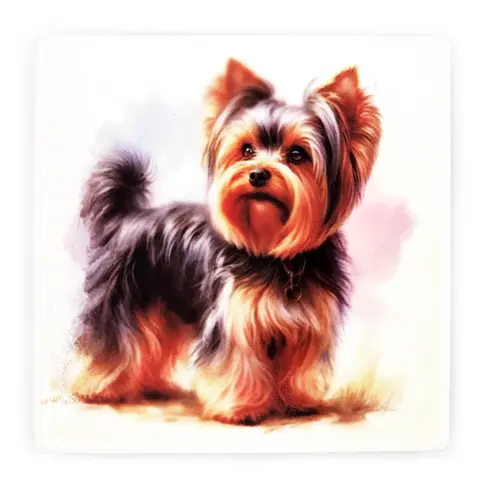 Yorkshire Terrier Square Ceramic Coaster Gift Ideas for Pet Dog Owners