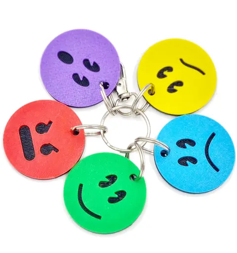 Zones Of Regulation Feelings Mood Emoji Keychain Set For Autism ADHD