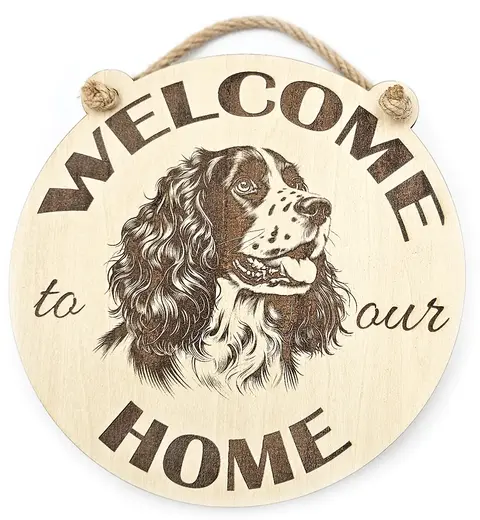 Welcome To Our Home Cocker Spaniel Hanging Wall Door Porch Plaque / Sign