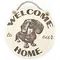 Welcome to our Home with an image of a Dachshund Hanging Wall Plaque / Sign