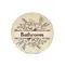 Bathroom Door Sign Floral Decorative Wooden Plaque Elegant Engraved Round Design