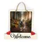 Bulldog Welcome Sign Modern Design With Colourful Picture