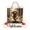 Red Cocker Spaniel Welcome Sign Modern Design With Colourful Picture