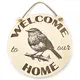 Welcome To Our Home Robin Redbreast Bird Hanging Wall Plaque / Sign