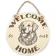 Welcome To Our Home Golden Retriever Hanging Wall Plaque / Sign