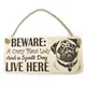 Crazy Plant and Dog Lady Pug Decorative Signs and Plaques