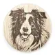 Border Collie Round Wooden Coaster Gift Ideas for Pet Dog Owners