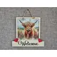 Highland Cow Welcome Sign Modern Design With Colourful Picture
