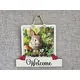 Rabbit Welcome Sign Modern Design With Colourful Picture