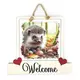 Hedgehog Welcome Sign Modern Design With Colourful Picture