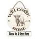 Personalised Welcome to our Home Highland Cow Plaque Decorative Sign