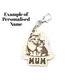 Personalised Cat & Kitten Wooden Keyring Shaped with Split Ring and Clip