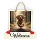 Red Cocker Spaniel Welcome Sign Modern Design With Colourful Picture